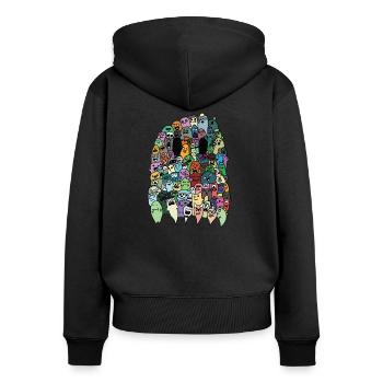 Geist - Frauen Premium Bio Zip Hoodie - Schwarz - Hinten - Julia (174cm)