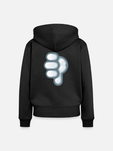 Smiley Hand Signal Down - Frauen Premium Bio Zip Hoodie - Schwarz