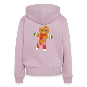 Christmas Biscuit - Sweat à capuche zippé Premium bio Femme - rose poudré - Dos - Julia (174cm)