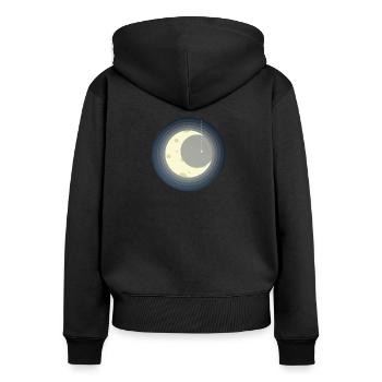 Mond und Sternschnuppe - Frauen Premium Bio Zip Hoodie - Schwarz - Hinten - Julia (174cm)