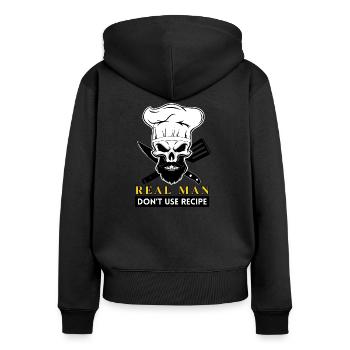 koch bart skelett chefkoch bärtig totenkopf chef - Frauen Premium Bio Zip Hoodie - Schwarz - Hinten - Julia (174cm)
