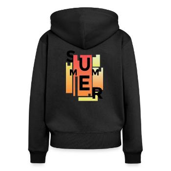 Summer - Frauen Premium Bio Zip Hoodie - Schwarz - Hinten - Julia (174cm)