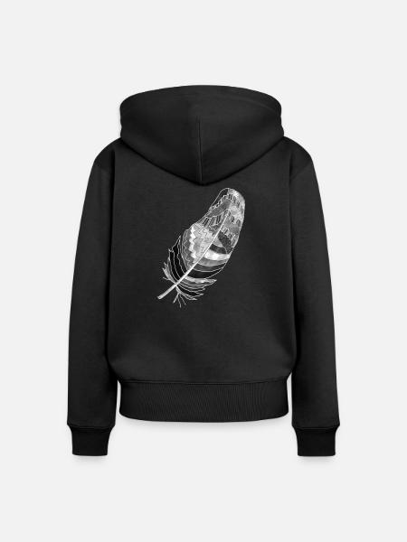 Feder - Frauen Premium Bio Zip Hoodie - Schwarz