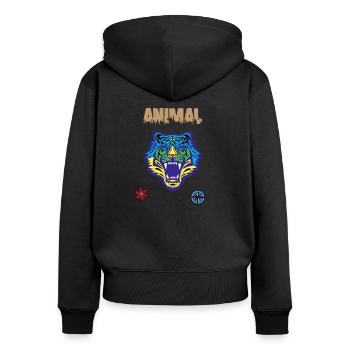 Griffe de tigre du Bengale - Sweat à capuche zippé Premium bio Femme - noir - Dos - Julia (174cm)