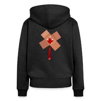 Wundpflaster (Blutendes Herz) - Frauen Premium Bio Zip Hoodie - Schwarz - Hinten - Julia (174cm)