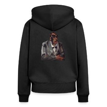 old man - Sweat à capuche zippé Premium bio Femme - noir - Dos - Julia (174cm)