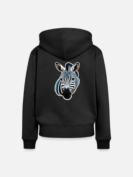 Zebrakopf - Frauen Premium Bio Zip Hoodie - Schwarz