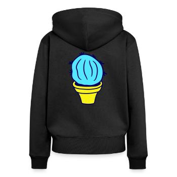Kleiner Kaktus Stacheln Wüsten Kakteen Blumentopf - Frauen Premium Bio Zip Hoodie - Schwarz - Hinten - Julia (174cm)
