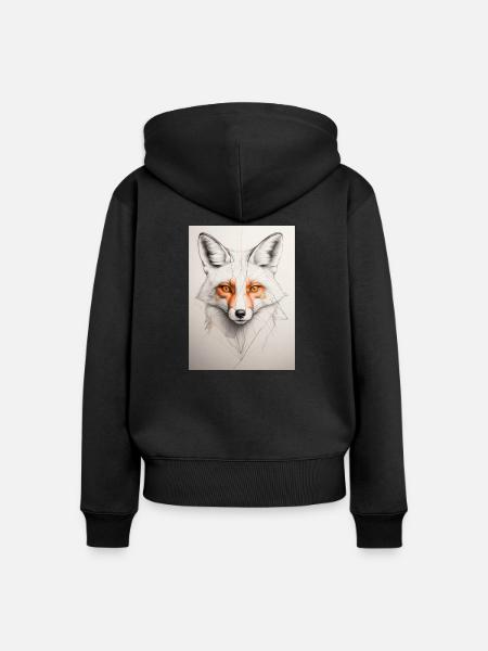 Geometrischer Fuchs - Frauen Premium Bio Zip Hoodie - Schwarz