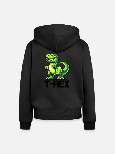 Dinosaurier T-Rex - Frauen Premium Bio Zip Hoodie - Schwarz