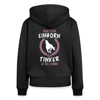 Mein Tinker ist viel Schöner Pferd Reiter Geschenk - Frauen Premium Bio Zip Hoodie - Schwarz - Hinten - Julia (174cm)