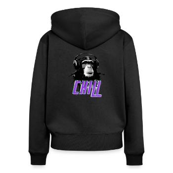 Chill Gorilla - Frauen Premium Bio Zip Hoodie - Schwarz - Hinten - Julia (174cm)