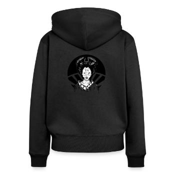Handgezeichnete Geisha Vintage Style, Illustration - Frauen Premium Bio Zip Hoodie - Schwarz - Hinten - Julia (174cm)
