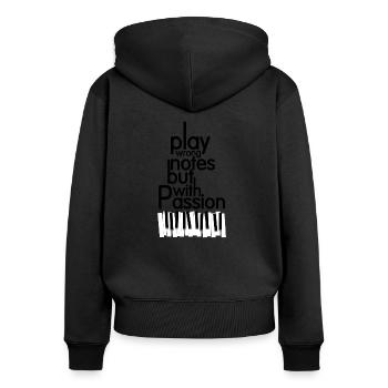 jouer de fausses notes mais avec de la musique passionnée - Sweat à capuche zippé Premium bio Femme - noir - Dos - Julia (174cm)