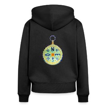boussole - Sweat à capuche zippé Premium bio Femme - noir - Dos - Julia (174cm)