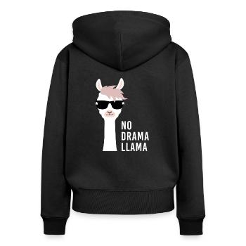 no drama llama alpaca gift Lama saying - Women's Premium Organic Zip Hoodie - black - Back - Julia (174cm)