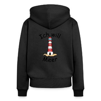 Ich will Meer - Frauen Premium Bio Zip Hoodie - Schwarz - Hinten - Julia (174cm)