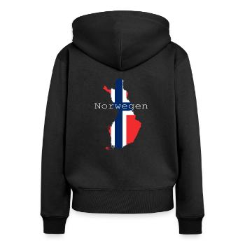 norwegen flagge - Frauen Premium Bio Zip Hoodie - Schwarz - Hinten - Julia (174cm)