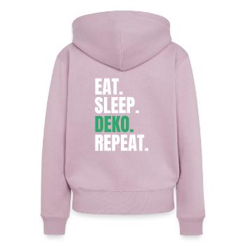 Eat Sleep Deko Repeat Dekorieren Deko - Frauen Premium Bio Zip Hoodie - Altrosa - Hinten - Julia (174cm)