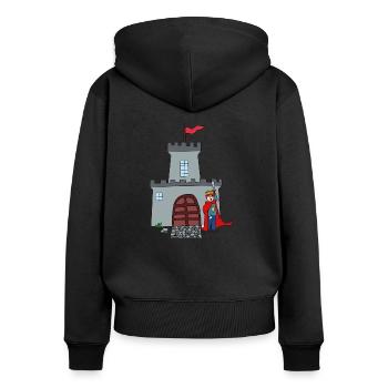 Ritter und Burg - Frauen Premium Bio Zip Hoodie - Schwarz - Hinten - Julia (174cm)