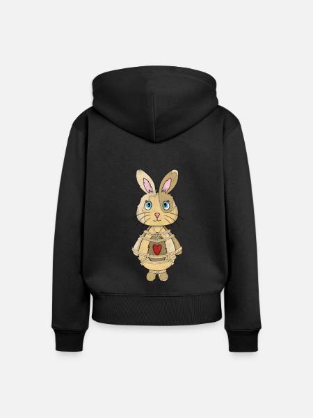 Seil-Hase - Frauen Premium Bio Zip Hoodie - Schwarz