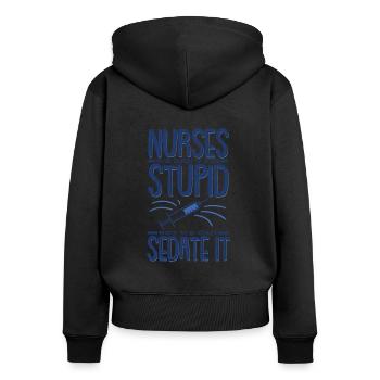 Infirmière infirmière infirmiere - Sweat à capuche zippé Premium bio Femme - noir - Dos - Julia (174cm)