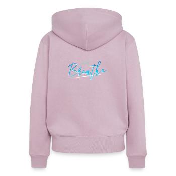 Just Breathe - Women's Premium Organic Zip Hoodie - dusky pink - Back - Julia (174cm)