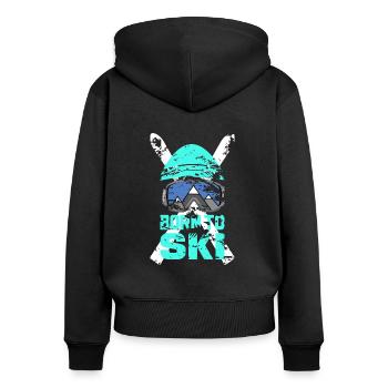 BORN TO SKI Sports d’hiver Idée cadeau - Sweat à capuche zippé Premium bio Femme - noir - Dos - Julia (174cm)