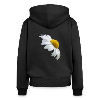 Margeriten Margerite weiße Blume Gänseblume - Frauen Premium Bio Zip Hoodie - Schwarz - Hinten - Julia (174cm)