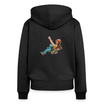Weiblicher Kletterer (Weiblicher Sportkletterer) 2 - Frauen Premium Bio Zip Hoodie - Schwarz - Hinten - Julia (174cm)