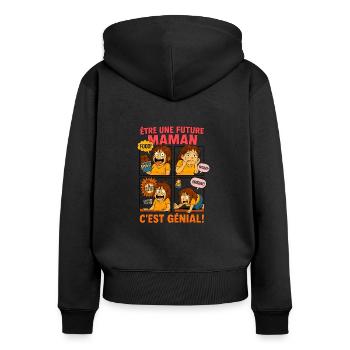 Être une future maman c'est génial ! - Sweat à capuche zippé Premium bio Femme - noir - Dos - Julia (174cm)