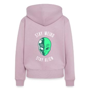 Stay Weird Stay Alien - Frauen Premium Bio Zip Hoodie - Altrosa - Hinten - Julia (174cm)