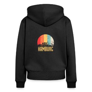 Hamburg Skyline Silhouette 80s Retro Vintage - Women's Premium Organic Zip Hoodie - black - Back - Julia (174cm)