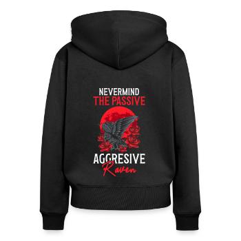 Mythologie Seele Hugin - Frauen Premium Bio Zip Hoodie - Schwarz - Hinten - Julia (174cm)