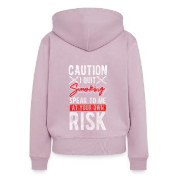 Raucher Zigarre Pause Schachtel - Frauen Premium Bio Zip Hoodie - Altrosa - Hinten - Julia (174cm)