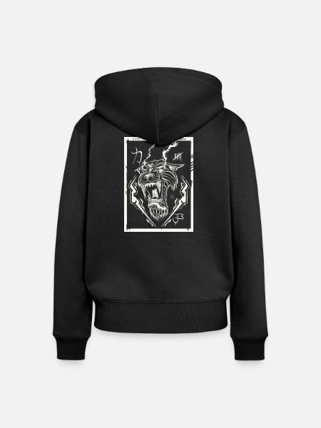 Tiger white - Frauen Premium Bio Zip Hoodie - Schwarz