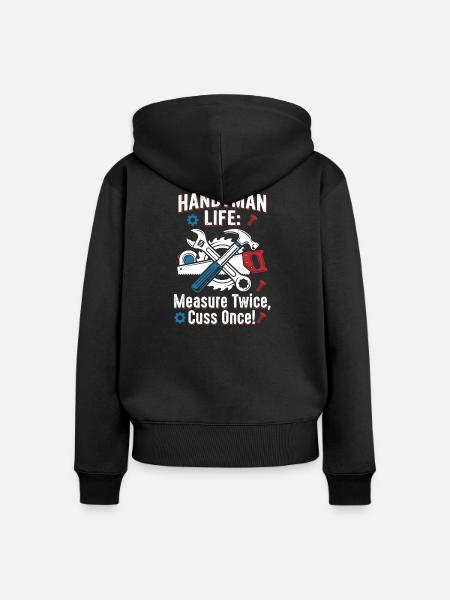 Handwerkerleben: Maß zwei Mal - Frauen Premium Bio Zip Hoodie - Schwarz