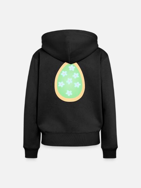 Pastell-Blüten-Ei-Muster - Frauen Premium Bio Zip Hoodie - Schwarz