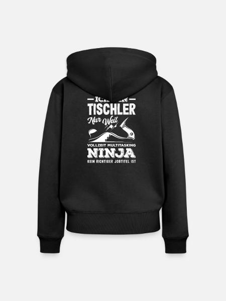 Tischler Multitasking Ninja - Frauen Premium Bio Zip Hoodie - Schwarz