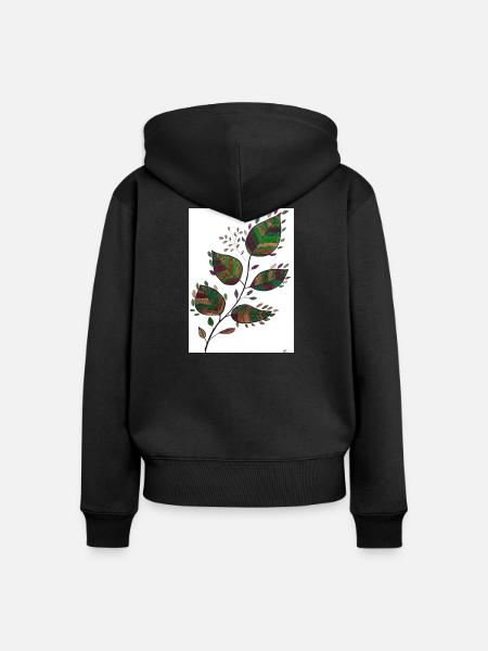 Blätter - Frauen Premium Bio Zip Hoodie - Schwarz