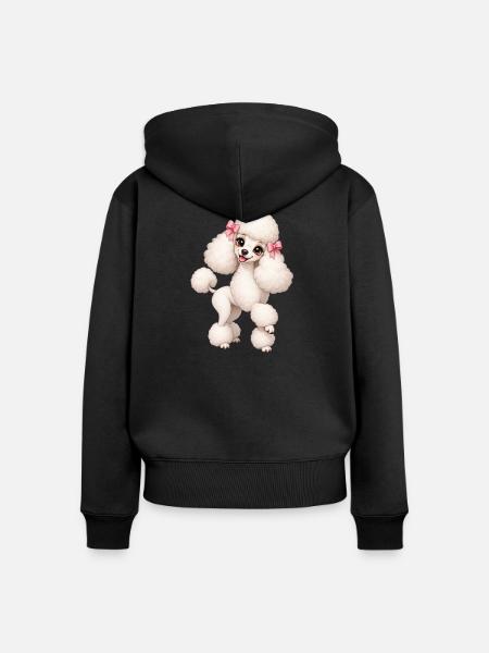Pudel mit rosa Schleifen Cartoon - Frauen Premium Bio Zip Hoodie - Schwarz