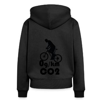 Klimawandel CO2 Neutral Radfahren - Frauen Premium Bio Zip Hoodie - Schwarz - Hinten - Julia (174cm)
