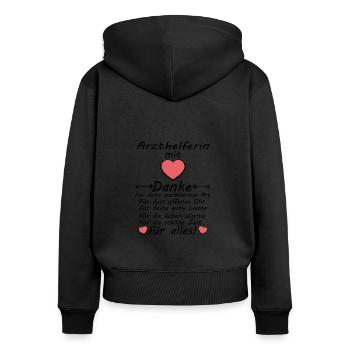 Arzthelferin Danke Dankeschön sagen zum Abschied - Frauen Premium Bio Zip Hoodie - Schwarz - Hinten - Julia (174cm)
