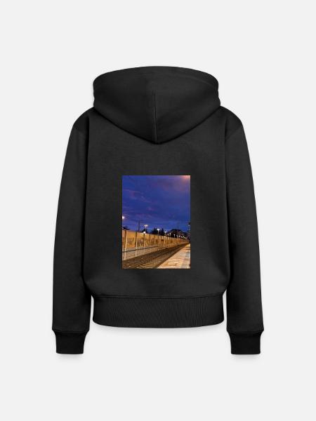 Bahnhof - Frauen Premium Bio Zip Hoodie - Schwarz