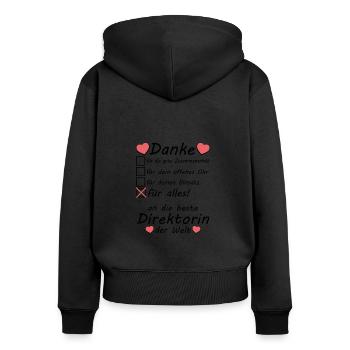 Beste Direktorin Schule Danke Abschiedsgeschenk - Frauen Premium Bio Zip Hoodie - Schwarz - Hinten - Julia (174cm)