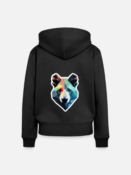 Bär Polygon Geometrie - Frauen Premium Bio Zip Hoodie - Schwarz