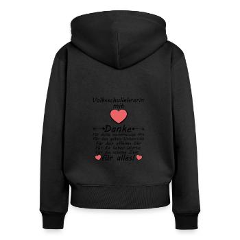 Volksschullehrerin Volksschule Lehrerin Abschied - Frauen Premium Bio Zip Hoodie - Schwarz - Hinten - Julia (174cm)