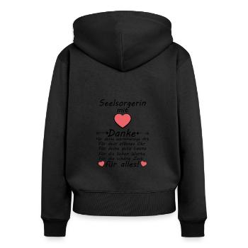 Seelsorgerin Telefon Seelsorge Danke Dankeschön - Frauen Premium Bio Zip Hoodie - Schwarz - Hinten - Julia (174cm)