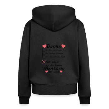 Beste Mentorin Danke sagen für alles Referendariat - Frauen Premium Bio Zip Hoodie - Schwarz - Hinten - Julia (174cm)