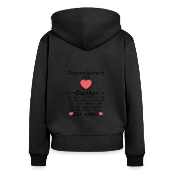 Danke an Deutschlehrerin Abschiedsgeschenk - Frauen Premium Bio Zip Hoodie - Schwarz - Hinten - Julia (174cm)